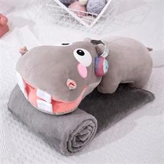Kocyk dla dzieci 100x150 + Maskotka Hippo